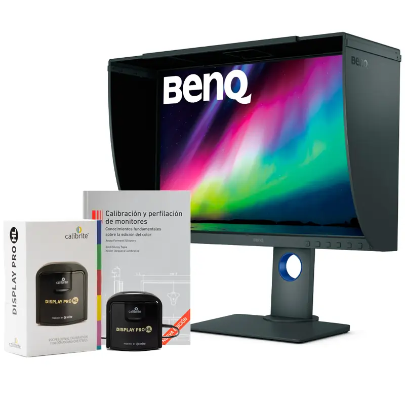 Monitor BenQ SW240 con visera y calibrador Display Pro