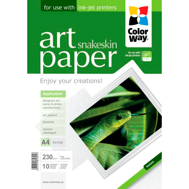 ColorWay papel Art glossy Texture snakeskin A4 230gr (10 hojas)