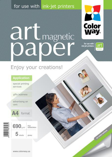 ColorWay papel Art glossy Magnetic A4 690gr (5 hojas)