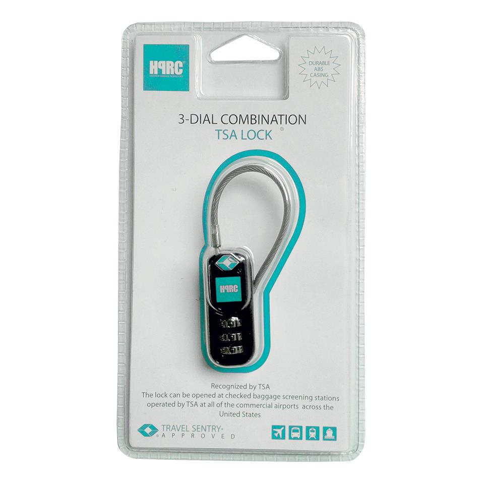 HPRC 3-DIAL TSA COMBINATION LOCK WITH FLEXIBLE EASY CABLE 