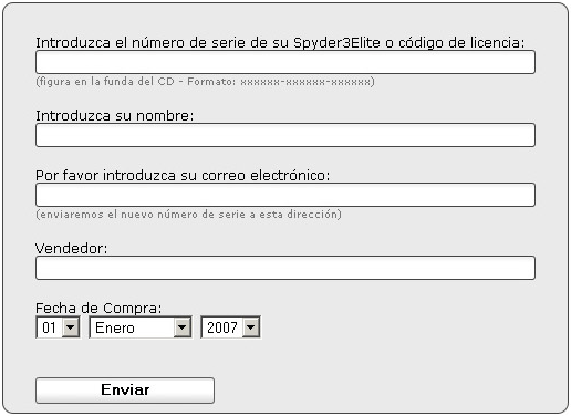 Formulario Actualización Spyder3Elite 4.0