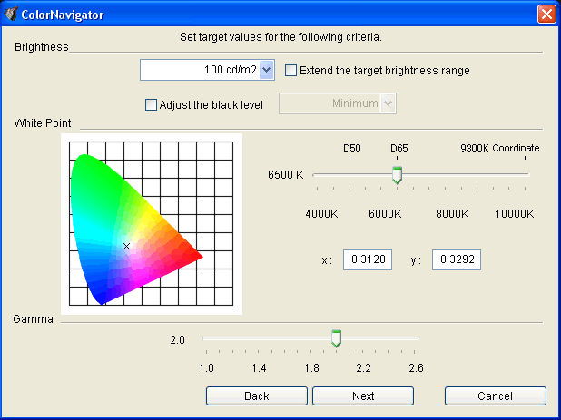 Detalle ajustes ColorNavigator