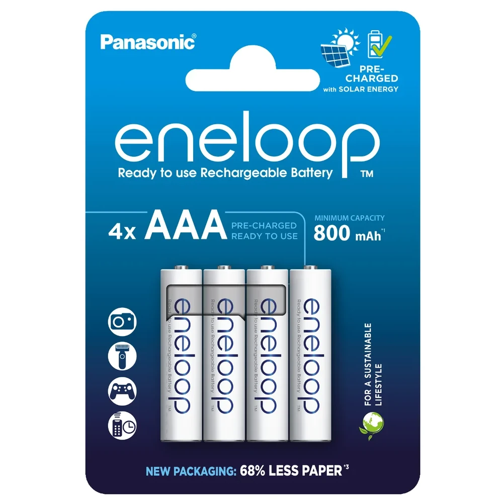 Pilas eneloop 4 AAA min 800 mAh de 2100 ciclos BK-4MCDE-4CP (pequeñas)