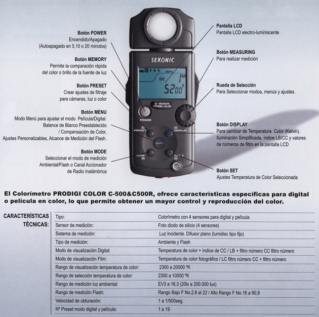 Características técnicas SeKonic C-500