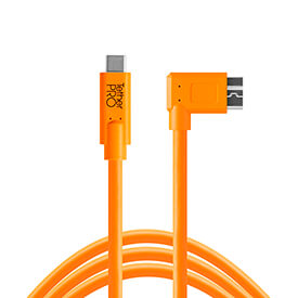 TetherPro Cable USB-C a USB 3.0 Micro B Ángulo de 4,6m naranja